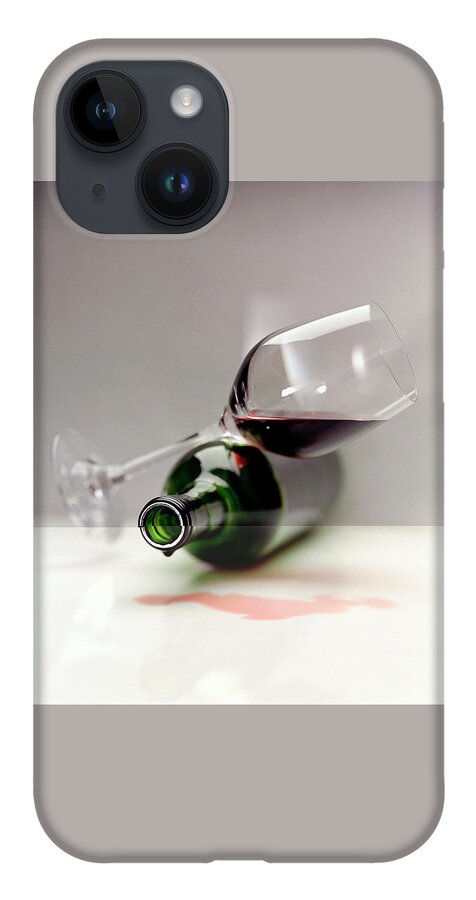 A Wine Bottle And A Glass Of Wine iPhone 14 Case