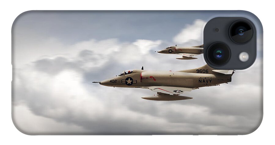 Douglas A-4 Skyhawk iPhone Case featuring the digital art A4 Skyhawks by Airpower Art