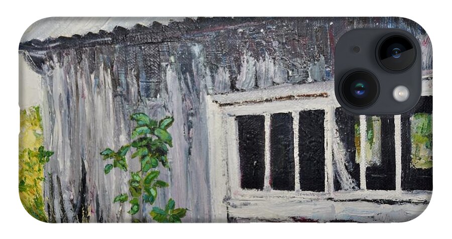 Shed iPhone 14 Case featuring the painting Abandoned shed by Elaine Berger