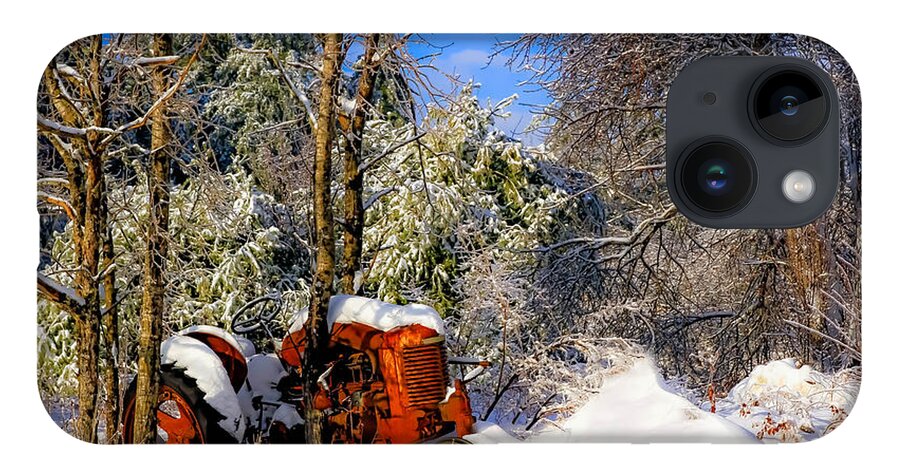 Maine iPhone 14 Case featuring the photograph Abandoned Winter Tractor by Brenda Giasson