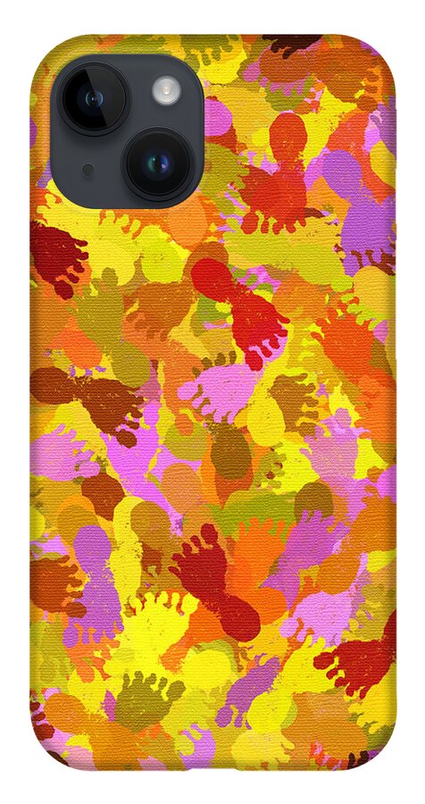 Abstract iPhone Case featuring the mixed media Abstract Footprints by Christina Rollo