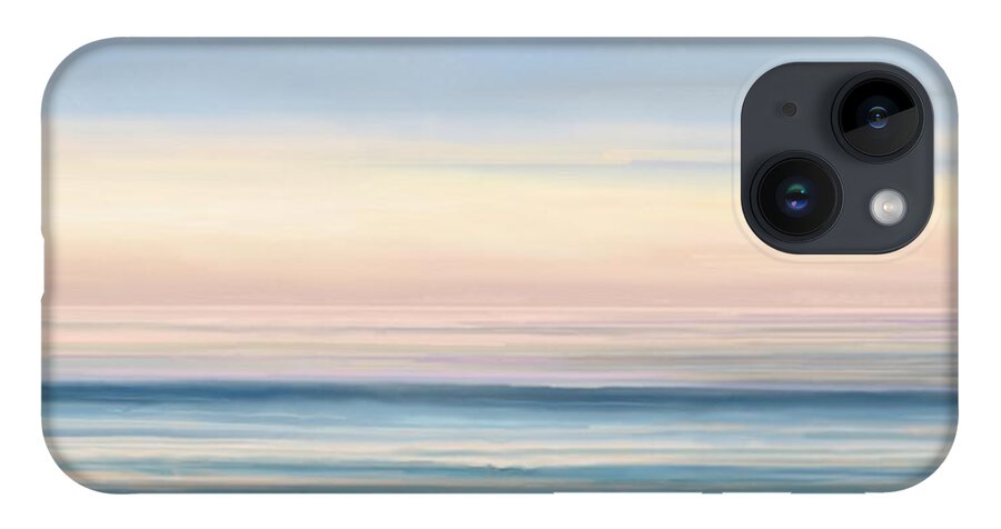 Abstract iPhone 14 Case featuring the painting Abstract Long Pink Sunset by Stephen Jorgensen
