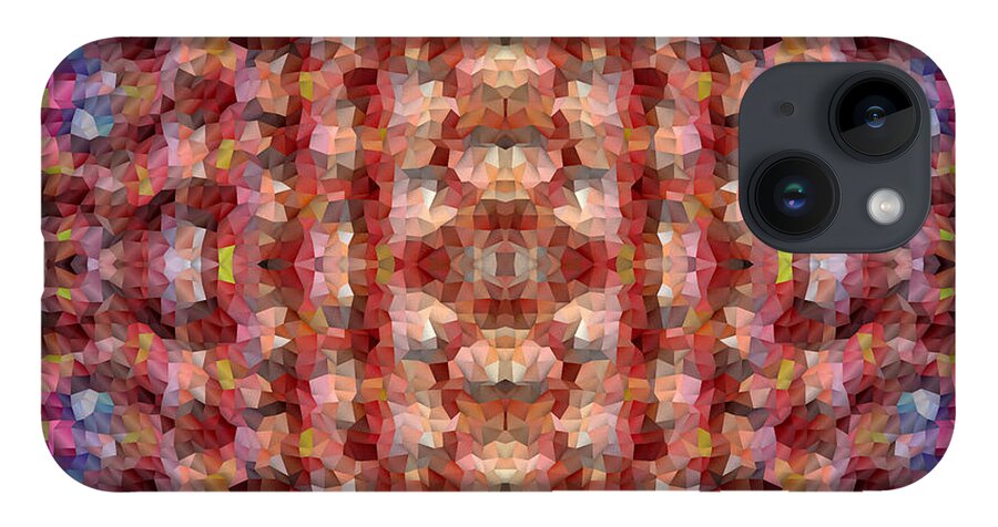 Red iPhone Case featuring the digital art Abstract Mosaic in Red Rainbow by Beverly Claire Kaiya