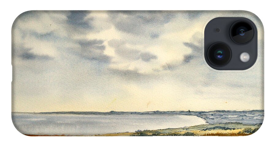 Glenn Marshall iPhone Case featuring the painting Across the Bay to Barmston by Glenn Marshall