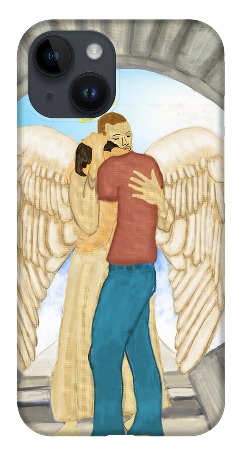 Religious iPhone Case featuring the painting Adam at the Gates of Heaven by Christina Wedberg