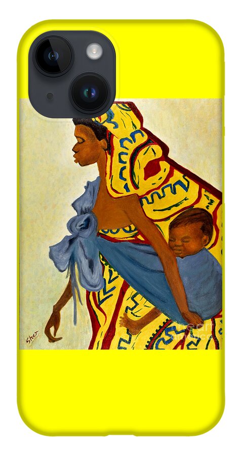 Africa iPhone Case featuring the painting Mama Toto African Mother and Child by Sher Nasser