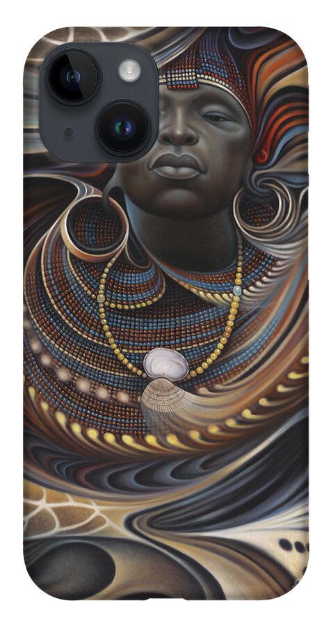 African iPhone 14 Case featuring the painting African Spirits I by Ricardo Chavez-Mendez