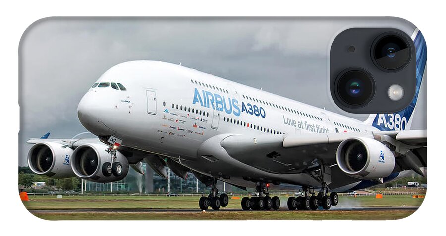 Airbus A380 iPhone Case featuring the photograph Airbus A380 Landing by Shirley Mitchell