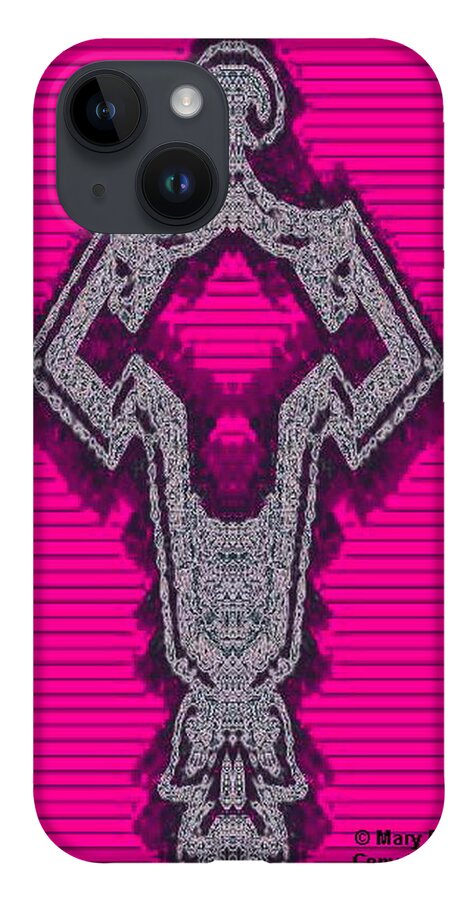 Pink iPhone 14 Case featuring the digital art Akimbo by Mary Russell