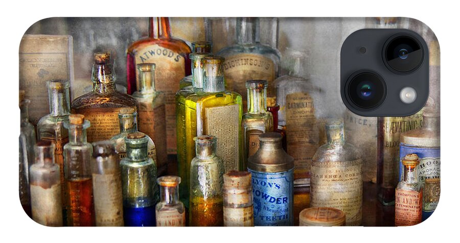 Pharmacy iPhone 14 Case featuring the photograph Apothecary - For all your Aches and Pains by Mike Savad
