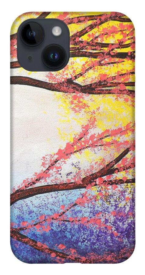 Asian Bloom Triptych iPhone 14 Case featuring the painting Asian Bloom Triptych 3 by Darren Robinson