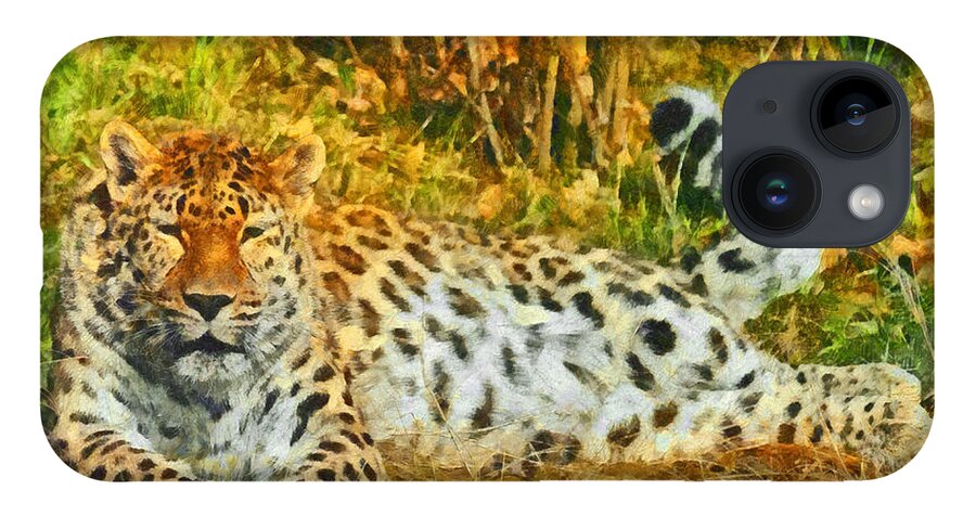 Leopard iPhone 14 Case featuring the digital art Asian Snow Leopard by Digital Photographic Arts