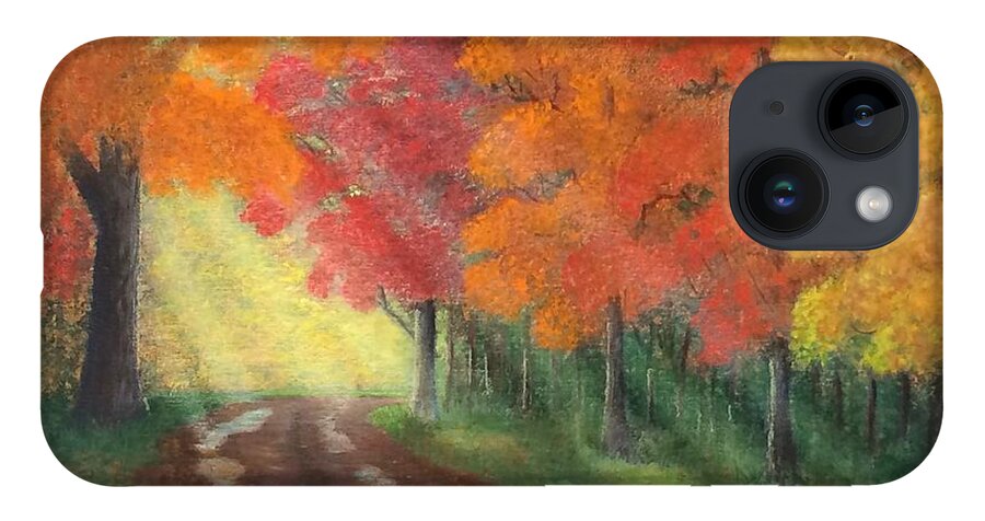 Landscape iPhone Case featuring the painting Autumn Road by Marlene Little