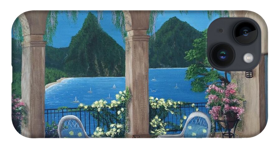 Water iPhone Case featuring the painting Balcony with a View by Marlene Little