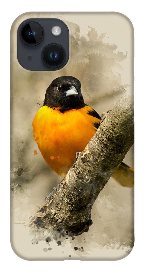 Baltimore Oriole iPhone Case featuring the mixed media Baltimore Oriole Watercolor Art by Christina Rollo