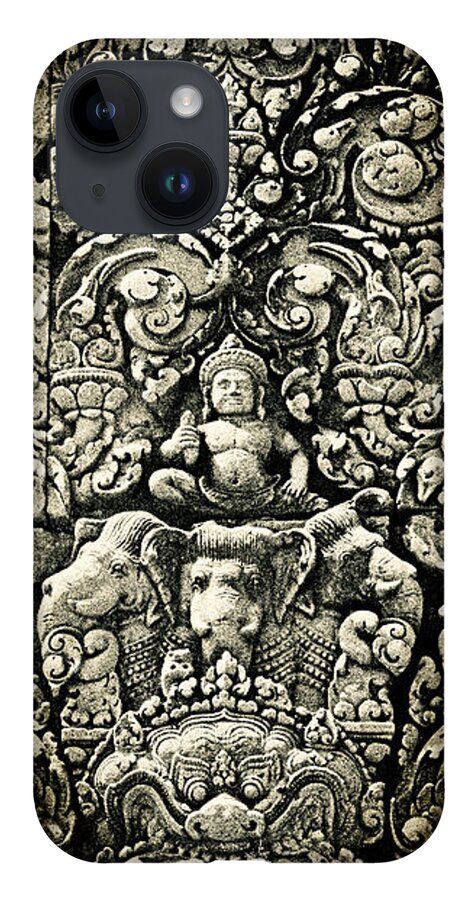 Banteay Srei Carving iPhone Case featuring the photograph Banteay Srei Carvings 2 Unframed Version by Weston Westmoreland