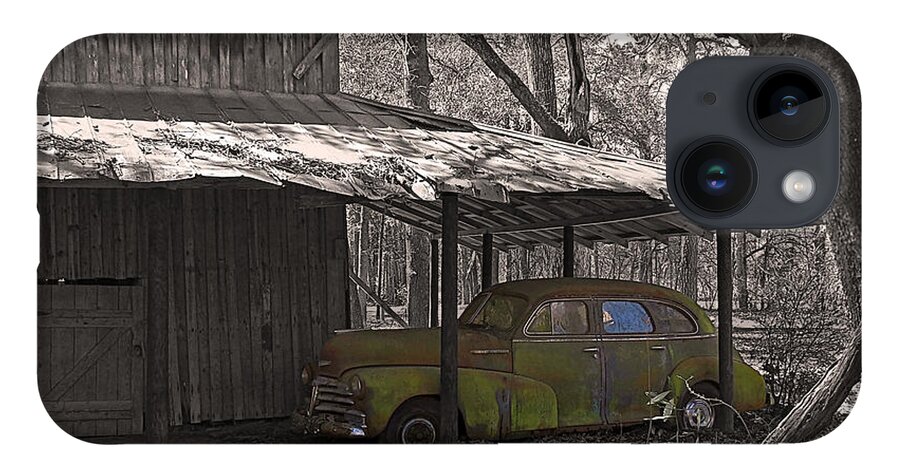 Car iPhone 14 Case featuring the photograph Barn and Fleetmaster by Deborah Smith