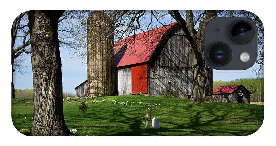 Barn iPhone Case featuring the photograph Barn with Silo in Springtime by Mary Lee Dereske