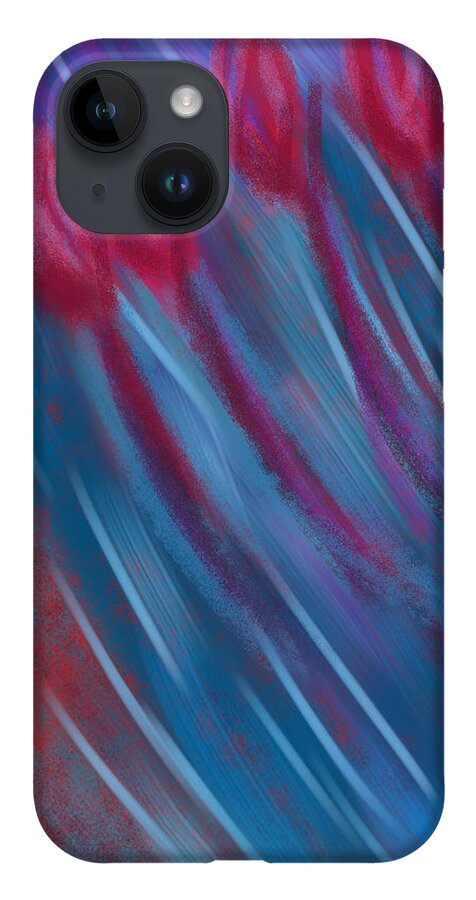 Abstract iPhone 14 Case featuring the painting Basie Blue Goes to School by Christina Wedberg
