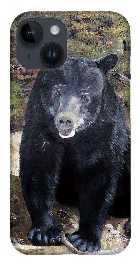 Black Bear iPhone 14 Case featuring the painting Bear - Wildlife Art - Ursus americanus by Jan Dappen