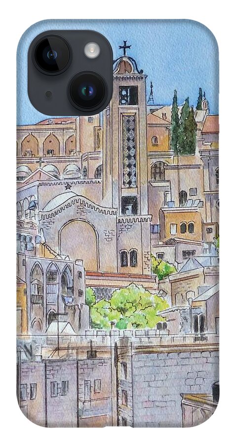 Architecture iPhone 14 Case featuring the painting Bethlehem by Henrieta Maneva