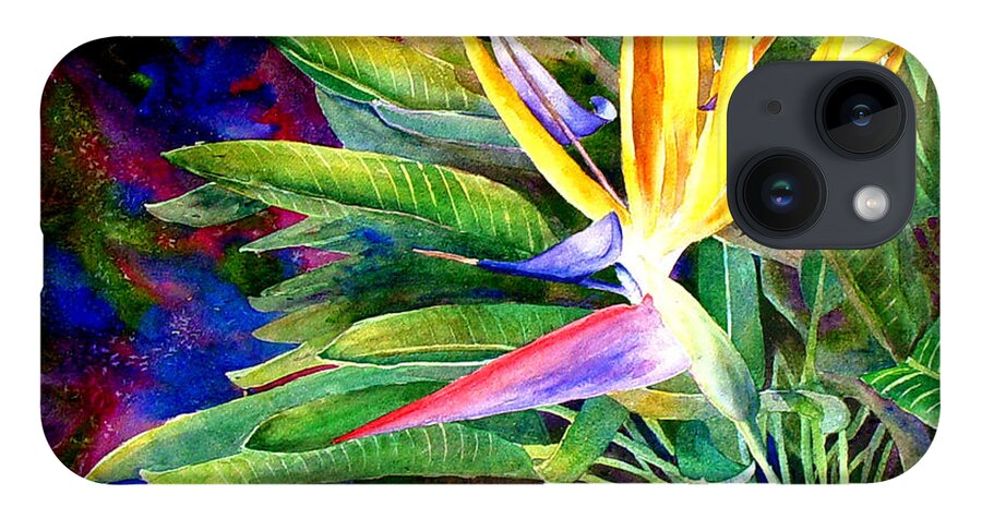 Floral iPhone 14 Case featuring the painting Bird of Paradise by Mary Giacomini