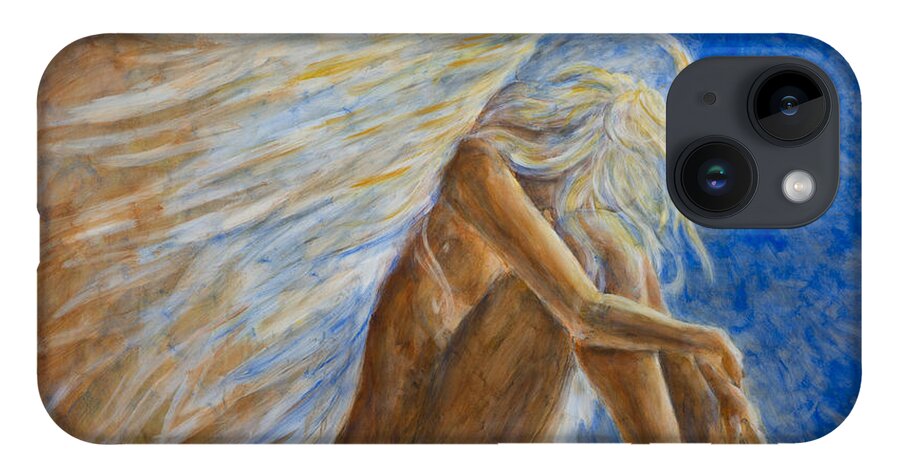 Angel iPhone 14 Case featuring the painting Blu Angel by Nik Helbig