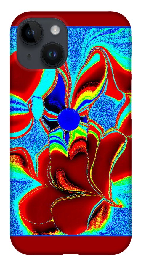  iPhone 14 Case featuring the digital art Blue And Rust by Mary Russell