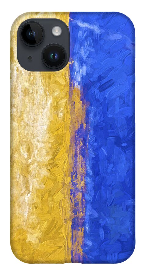 Abstract iPhone 14 Case featuring the photograph Blue and Yellow Abstract by David Letts