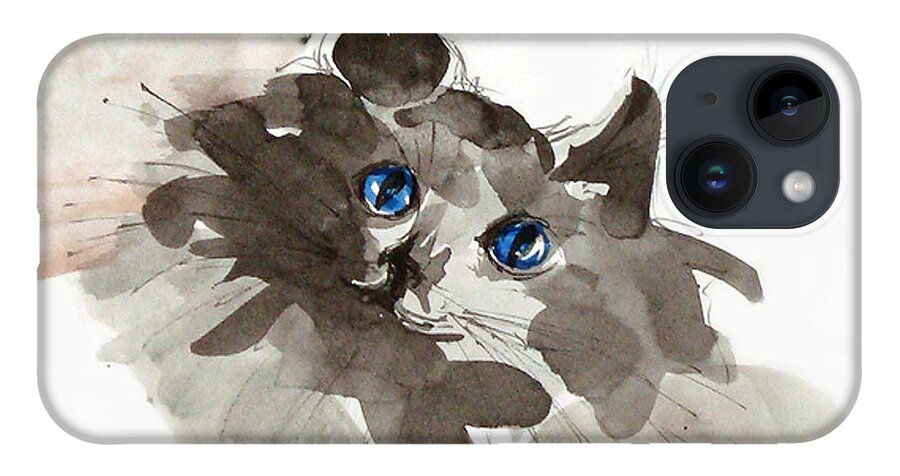 Cat iPhone 14 Case featuring the painting Blue Eyes by Chris Paschke