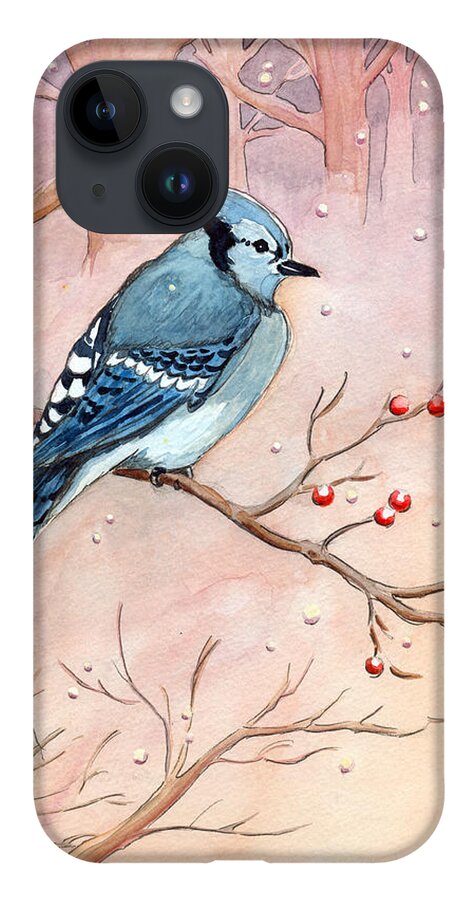 Blue Jay iPhone 14 Case featuring the painting Blue Jay by Katherine Miller