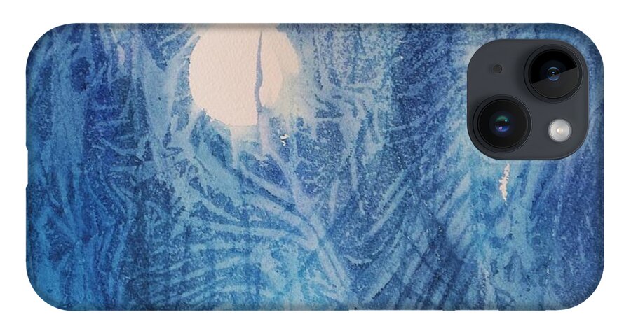 Full Moon iPhone 14 Case featuring the painting Blue Moon by Ellen Levinson