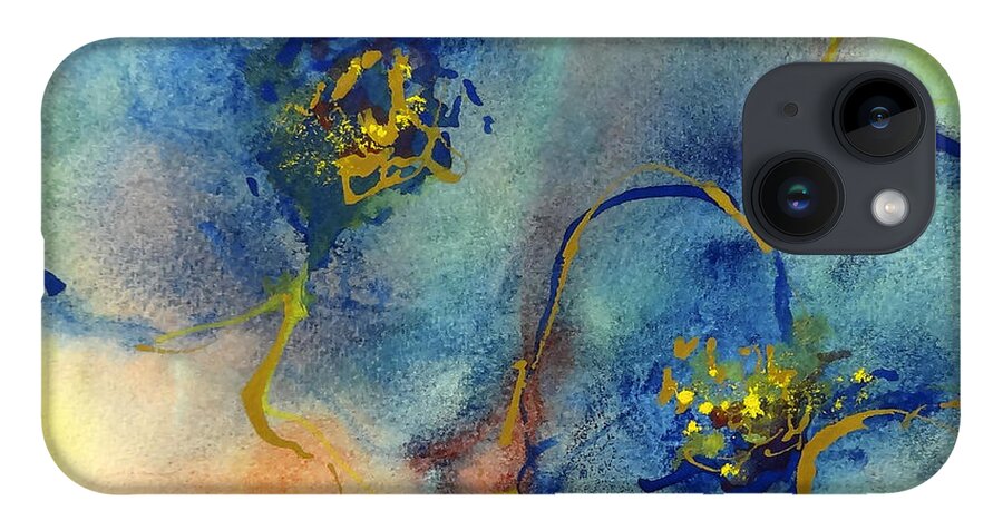 Watercolor Framed Prints Framed Prints iPhone 14 Case featuring the painting Blue Poppy II by Chris Paschke