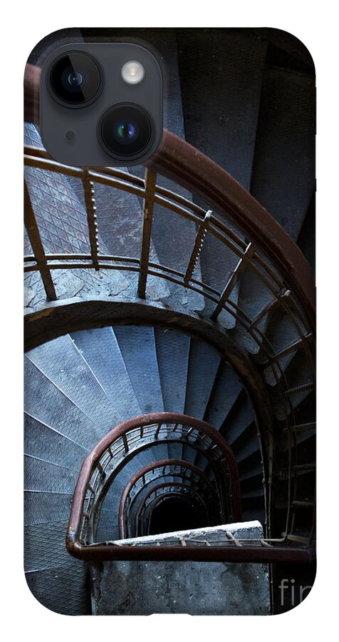 Blue iPhone 14 Case featuring the photograph Blue vintage staircase by Jaroslaw Blaminsky