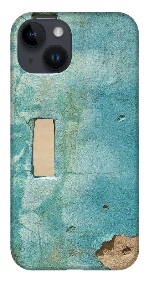 Abstract iPhone 14 Case featuring the photograph Blue Weathered Wall of Aruba by David Letts