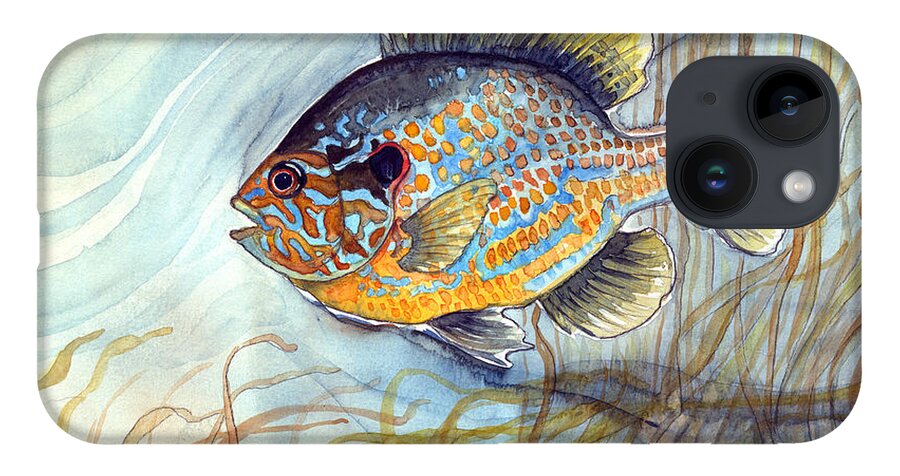 Bluegill Fish iPhone 14 Case featuring the painting Bluegill by Katherine Miller
