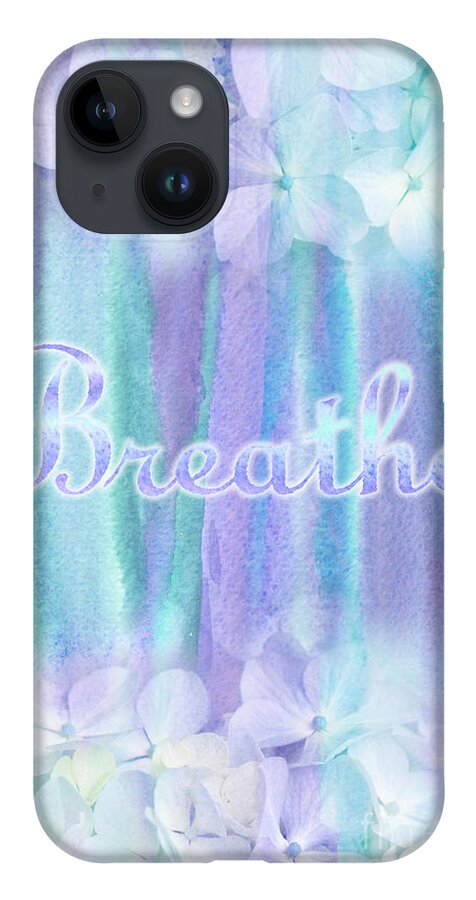Breathe iPhone Case featuring the painting Breathe Refreshing Hydrangea Turquoise Purple Watercolor by Beverly Claire Kaiya