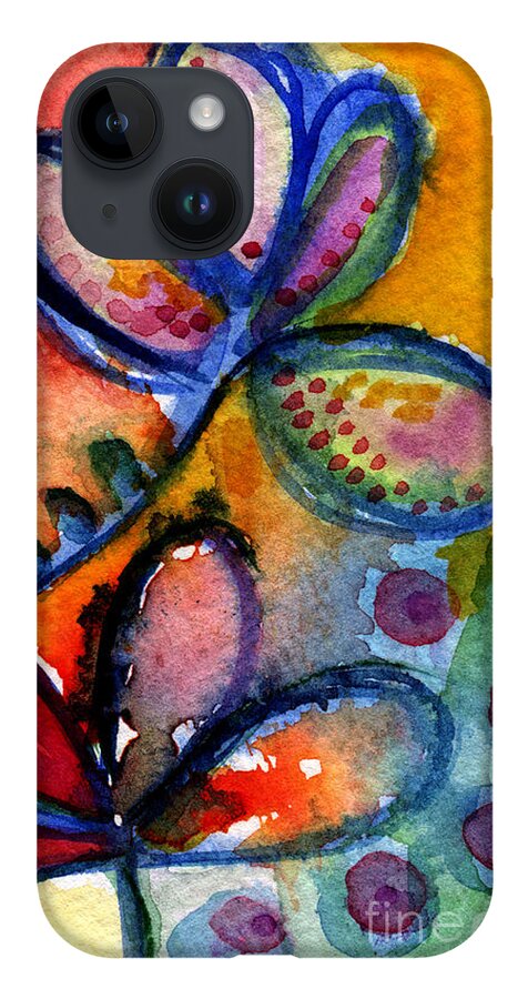 Abstract iPhone 14 Case featuring the painting Bright Abstract Flowers by Linda Woods