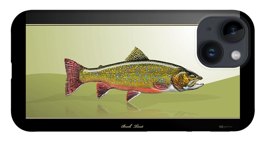 'fishing Corner' Collection By Serge Averbukh iPhone 14 Case featuring the digital art Brook Trout by Serge Averbukh