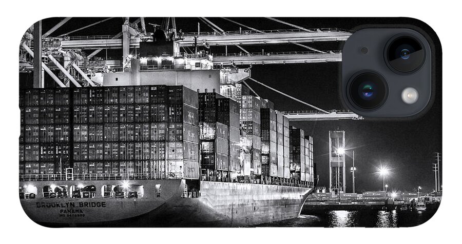 Port Of Long Beach iPhone 14 Case featuring the photograph Brooklyn Bridgebw By Denise Dube by Denise Dube