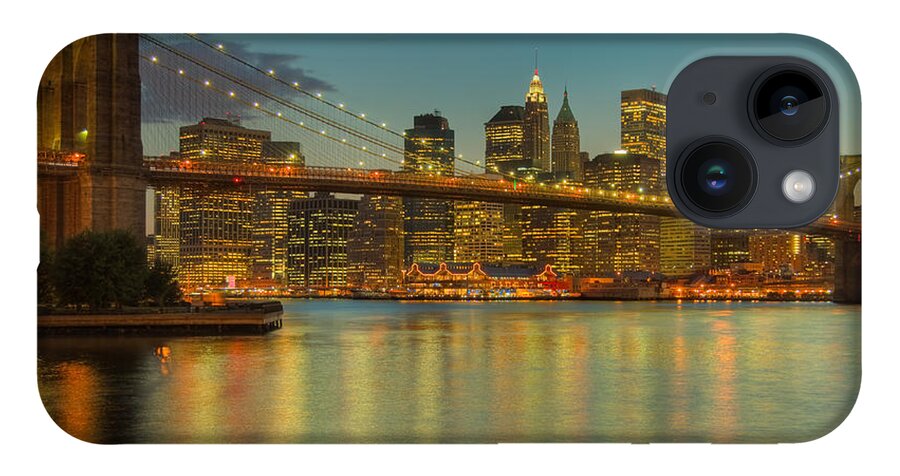 Clarence Holmes iPhone 14 Case featuring the photograph Brooklyn Bridge Twilight by Clarence Holmes