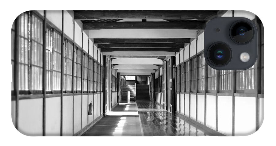 Black And White iPhone Case featuring the photograph Buddhist Temple in Black and White - Passageway by Beverly Claire Kaiya