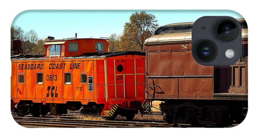 Fine Art iPhone 14 Case featuring the photograph Caboose and Car by Rodney Lee Williams