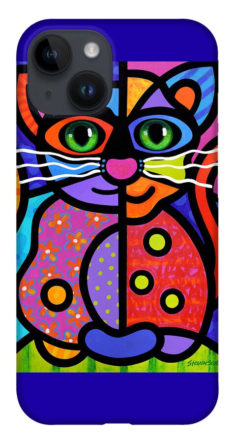 Cat iPhone 14 Case featuring the painting Calico Cat by Steven Scott
