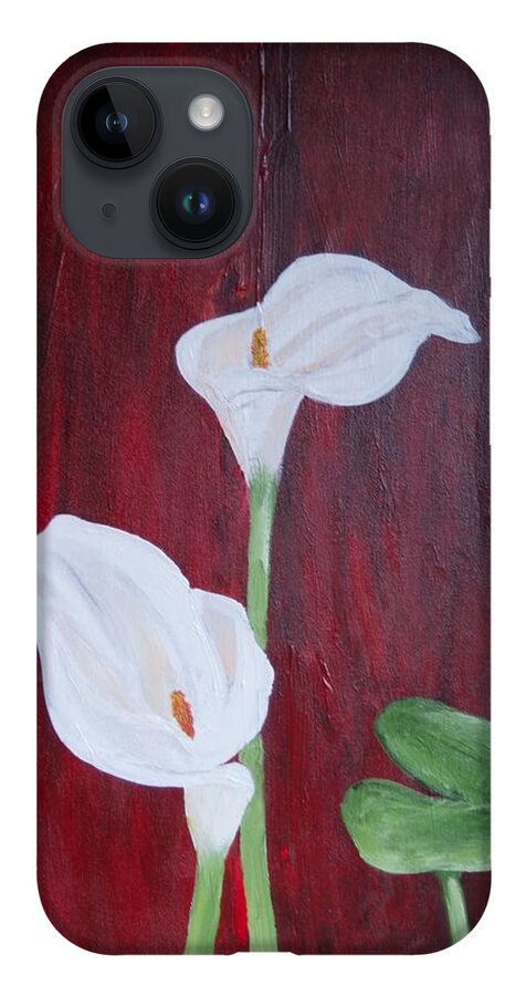 Lilli iPhone 14 Case featuring the painting Calla Lilies by Ron Woodbury