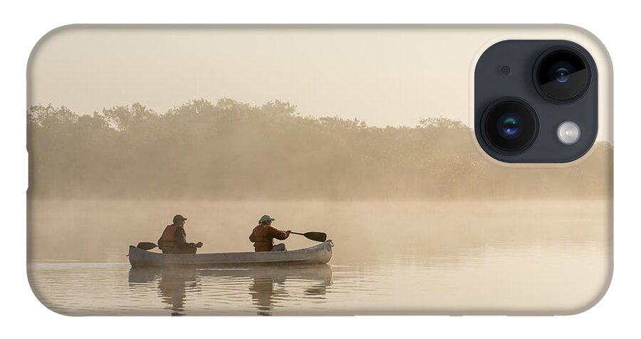 Scott Leslie iPhone 14 Case featuring the photograph Canoeists At Dawn Everglades Np Florida by Scott Leslie