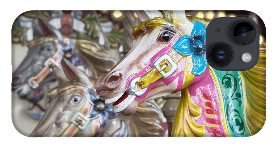Carousel iPhone 14 Case featuring the photograph Carousel horses by Jane Rix