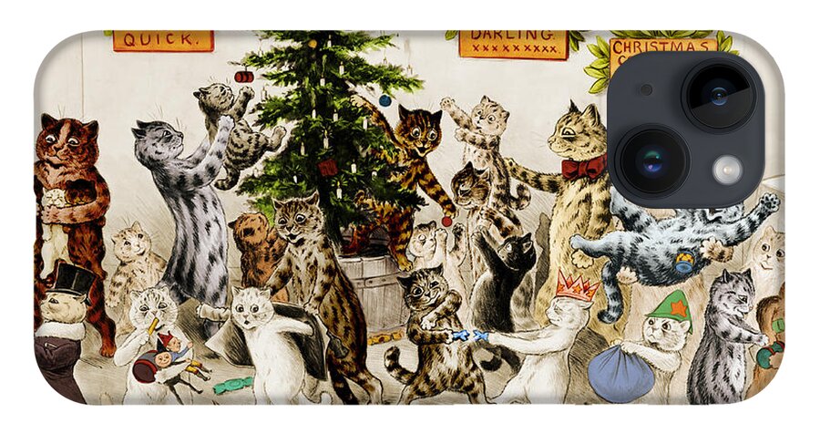 History iPhone 14 Case featuring the photograph Cats Decorating Christmas Tree 1906 by Photo Researchers