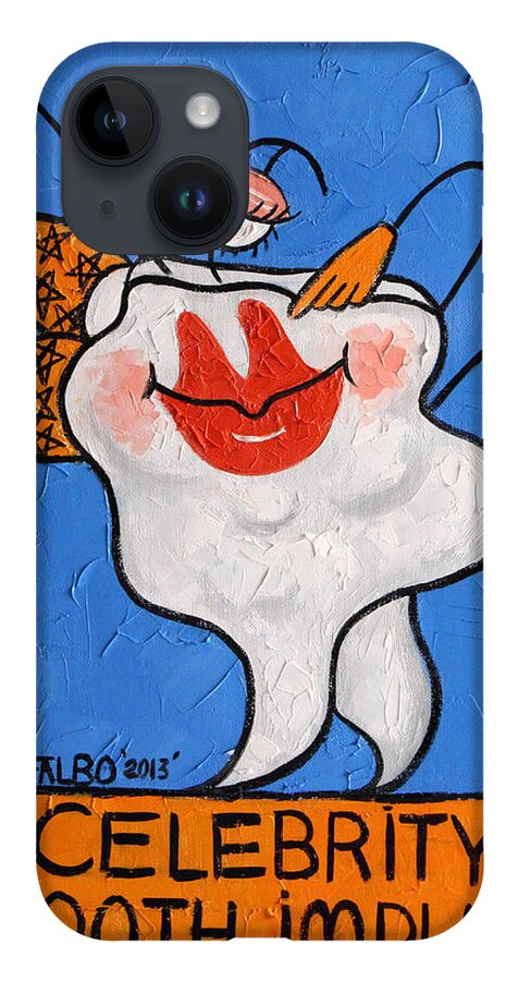 Celebrity Tooth Implant iPhone 14 Case featuring the painting Celebrity Tooth Implant Dental Art By Anthony Falbo by Anthony Falbo