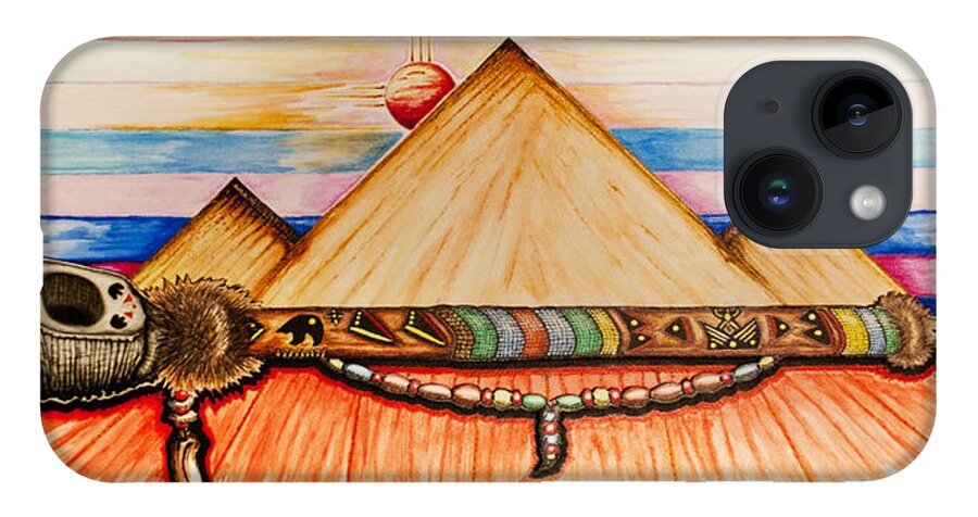 Native American iPhone 14 Case featuring the mixed media Ceremonial Peace by Kem Himelright